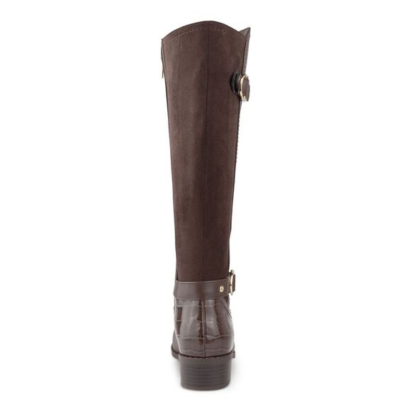 KAREN SCOTT Womens Brown Crocodile Leandraa Almond Block Heel Riding Boot 5 M - Picture 2 of 4